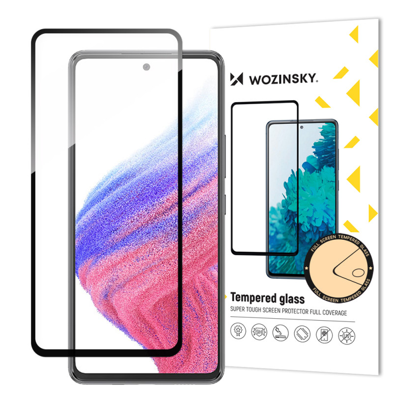 Wozinsky Full Glue grūdintas stiklas Samsung Galaxy A54 5G 9H viso ekrano grūdintas stiklas su juodu rėmeliu