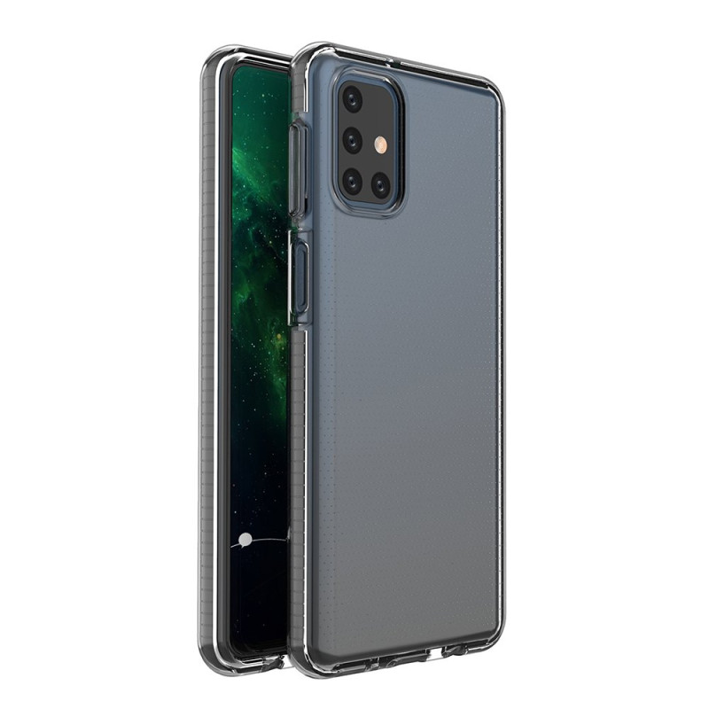 Spring Case, gelinis dėklas su spalvingu rėmeliu Samsung Galaxy M51, juodas