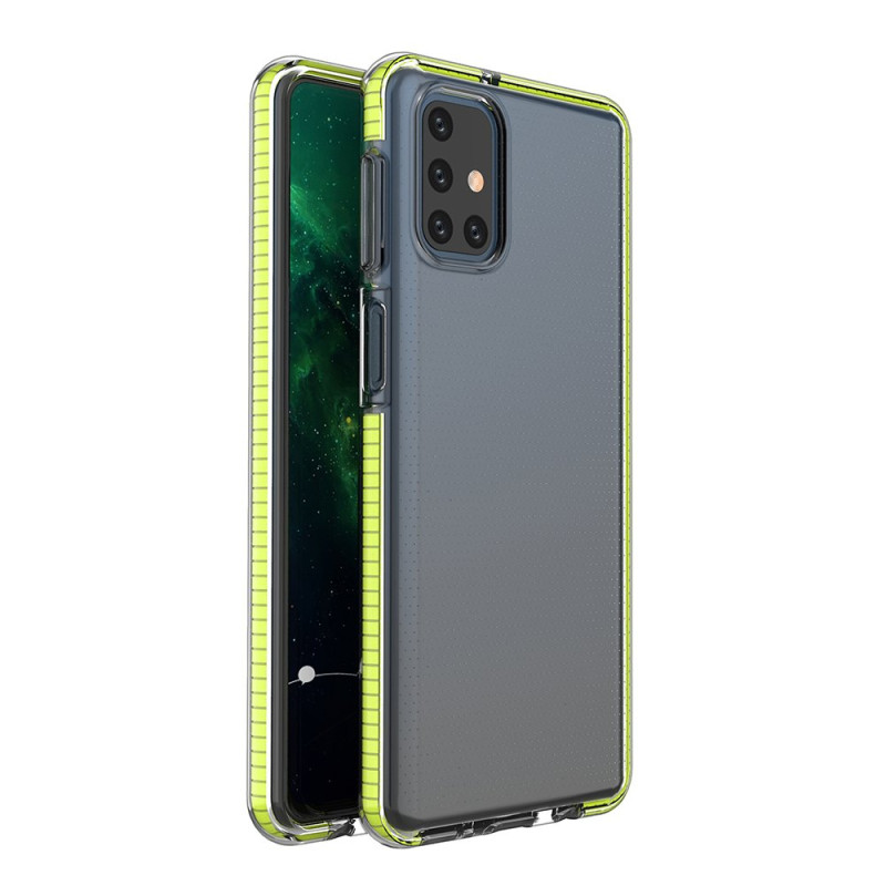 Spring Case, gelinis dėklas su spalvingu rėmeliu, skirtas Samsung Galaxy M51, geltonas
