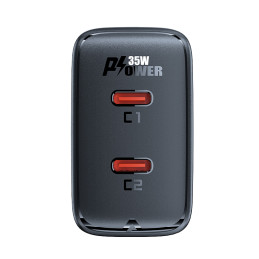 GaN 35W PD 2x USB C Acefast A49 greitas įkroviklis - juodas