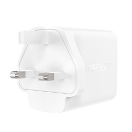 Acefast GaN įkroviklis 65W 3 prievadai (1xUSB, 2xUSB C PD) baltas JK kištukas (A44)
