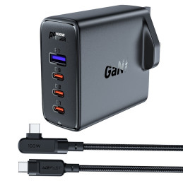 JK Acefast A40 100W PD GaN greitas įkroviklis 3x USB-C 1x USB-A - juodas