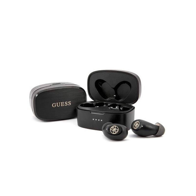 Guess 4G TWS Bluetooth ausinės + dokas - juodos spalvos