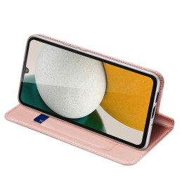 „Dux Ducis Skin Pro“ dėklas, skirtas „Samsung Galaxy A34 5G“, atverčiamas dangtelis kortelės piniginės stovas, rožinis
