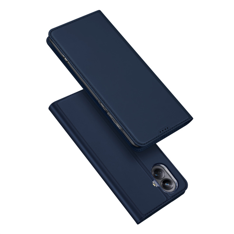„Dux Ducis Skin Pro“ dėklas, skirtas „Realme 10 Pro“ apverčiamas dangteliu kortelės piniginės stovui, mėlynas