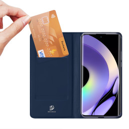 „Dux Ducis Skin Pro“ dėklas, skirtas „Realme 10 Pro“ apverčiamas dangteliu kortelės piniginės stovui, mėlynas