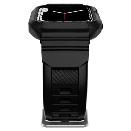 „Spigen Rugged Armor Pro“ dėklas su dirželiu, skirtas Apple Watch 4/ 5/ 6/ 7/ 8/ SE (44/ 45 mm) – juodas