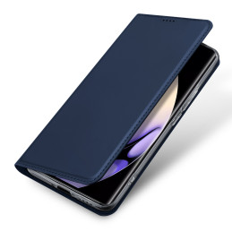 „Dux Ducis Skin Pro“ dėklas, skirtas „Realme 10 Pro+“ atverčiamas dangtelis kortelės piniginės stovui, mėlynas