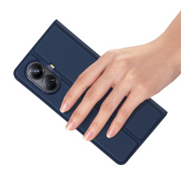 „Dux Ducis Skin Pro“ dėklas, skirtas „Realme 10 Pro+“ atverčiamas dangtelis kortelės piniginės stovui, mėlynas