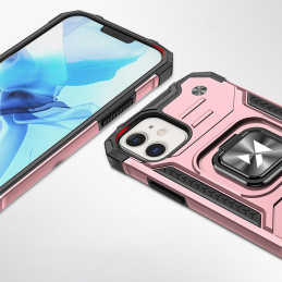 Wozinsky Ring Armor šarvuotas hibridinis korpuso dangtelis + magnetinis laikiklis iPhone 12 mini rožinis