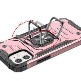 Wozinsky Ring Armor šarvuotas hibridinis korpuso dangtelis + magnetinis laikiklis iPhone 12 mini rožinis