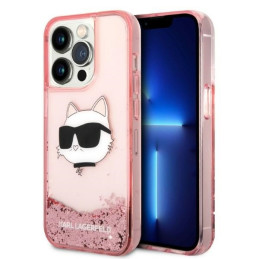 Karl Lagerfeld Glitter Choupette Head dėklas iPhone 14 Pro - rožinis