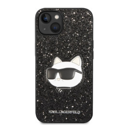 Karl Lagerfeld Glitter Choupette Patch dėklas iPhone 14 Plus - juodas