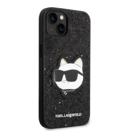 Karl Lagerfeld Glitter Choupette Patch dėklas iPhone 14 Plus - juodas
