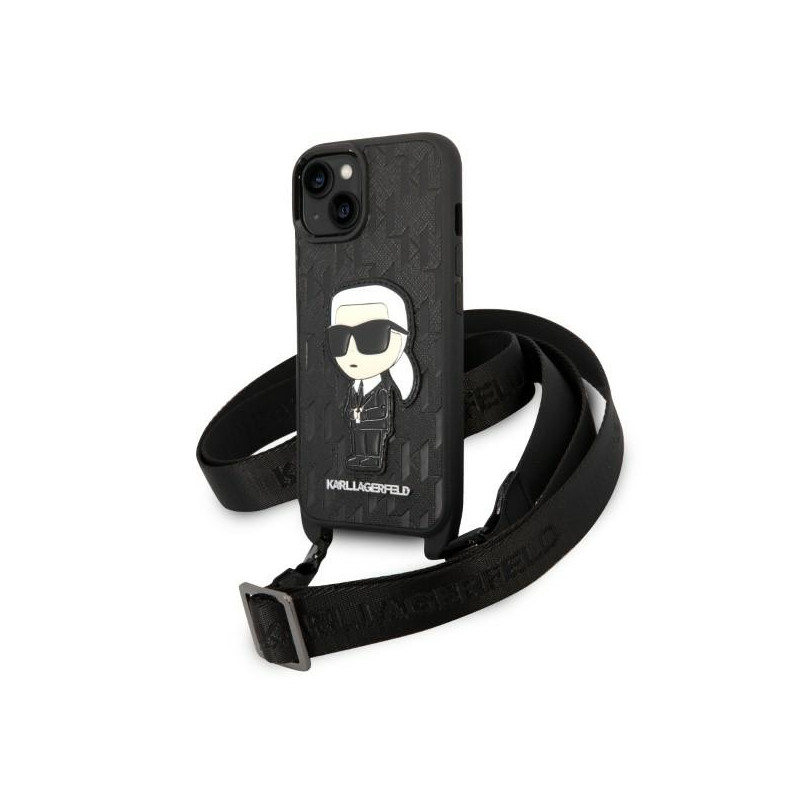 Karl Lagerfeld Monogram Ikonik Patch dėklas iPhone 14 Plus - juodas