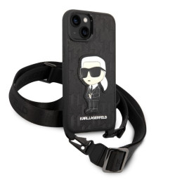 Karl Lagerfeld Monogram Ikonik Patch dėklas iPhone 14 Plus - juodas