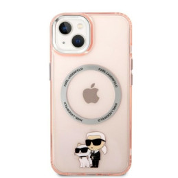 Karl Lagerfeld Iconic Karl&Choupette MagSafe dėklas iPhone 14 - rožinis