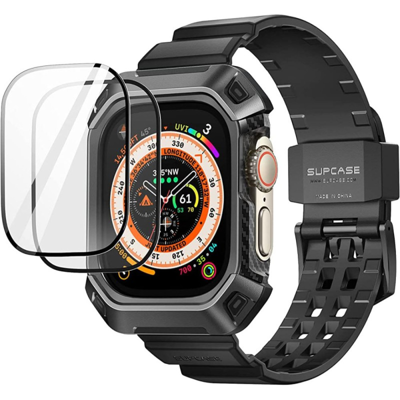 „Unicorn Beetle Pro“ lagaminų rinkinys ir grūdintas stiklas, skirtas „Apple Watch Ultra“ (49 mm) – juodas