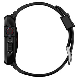 „Spigen Rugged Armor Pro“ dėklas su dirželiu, skirtas Apple Watch 4/ 5/ 6/ 7/ 8/ SE (44/ 45 mm) – juodas