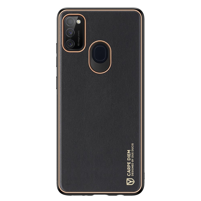 Dux Ducis Yolo elegantiškas dėklas su ekologiškos odos dangteliu, skirtas Samsung Galaxy M30s juodas