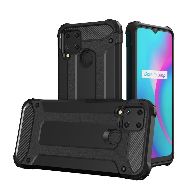Hybrid Armor dėklas Realme 10 5G / Realme 9i 5G šarvuotas hibridinis dangtelis juodas