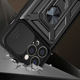 Hybrid Armor Camshield dėklas Vivo Y16 / Vivo Y02s šarvuotas dangtelis su fotoaparato dangteliu juodas