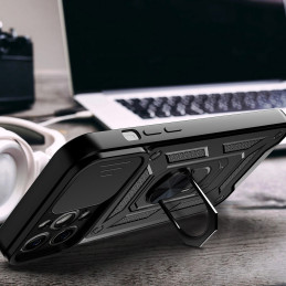 Hybrid Armor Camshield dėklas Vivo Y16 / Vivo Y02s šarvuotas dangtelis su fotoaparato dangteliu juodas