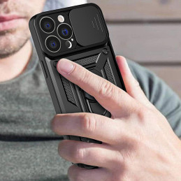 Hybrid Armor Camshield dėklas Vivo X80 Lite / Vivo V25 šarvuotas dangtelis su fotoaparato dangteliu juodas
