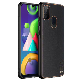 Dux Ducis Yolo elegantiškas dėklas su ekologiškos odos dangteliu, skirtas Samsung Galaxy M30s juodas