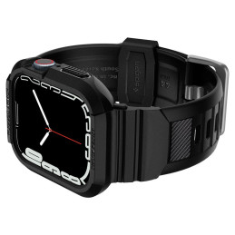 „Spigen Rugged Armor Pro“ dėklas su dirželiu, skirtas Apple Watch 4/ 5/ 6/ 7/ 8/ SE (44/ 45 mm) – juodas
