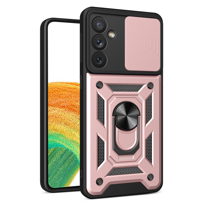 Hybrid Armor Camshield dėklas, skirtas Samsung Galaxy A14 Armored Cover su fotoaparato apsauga, rožinė