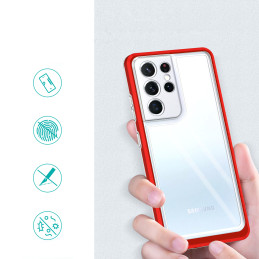 Skaidrus 3in1 dėklas skirtas Samsung Galaxy S23 Ultra silikoninis dangtelis su raudonu rėmeliu
