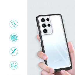 Skaidrus 3in1 dėklas Samsung Galaxy S23 Ultra silikoninis dangtelis su juodu rėmeliu