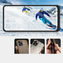 Skaidrus 3in1 dėklas Samsung Galaxy S23 Ultra silikoninis dangtelis su juodu rėmeliu