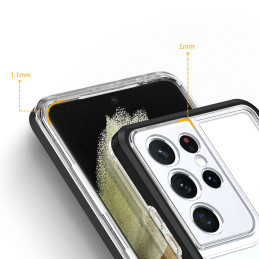 Skaidrus 3in1 dėklas Samsung Galaxy S23 Ultra silikoninis dangtelis su juodu rėmeliu