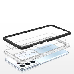Skaidrus 3in1 dėklas Samsung Galaxy S23 Ultra silikoninis dangtelis su juodu rėmeliu