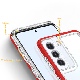 Skaidrus 3in1 dėklas skirtas Samsung Galaxy S23+ silikoninis dangtelis su raudonu rėmeliu