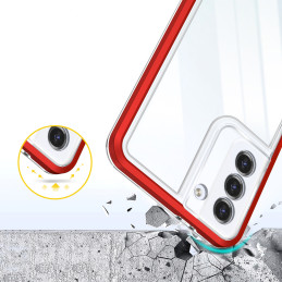 Skaidrus 3in1 dėklas skirtas Samsung Galaxy S23+ silikoninis dangtelis su raudonu rėmeliu