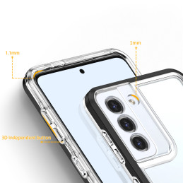 Skaidrus 3in1 dėklas Samsung Galaxy S23+ silikoninis dangtelis su rėmeliu, juodas