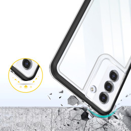 Skaidrus 3in1 dėklas Samsung Galaxy S23+ silikoninis dangtelis su rėmeliu, juodas