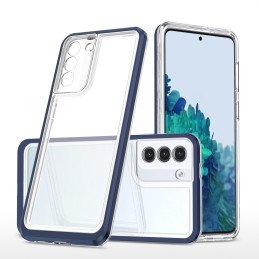 Skaidrus 3in1 dėklas skirtas Samsung Galaxy S23 silikoninis dangtelis su mėlynu rėmeliu