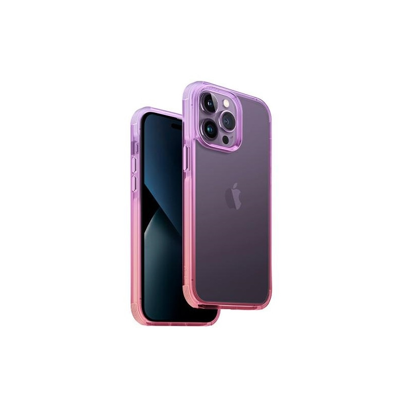 Uniq Combat Duo dėklas, skirtas iPhone 14 Pro - alyvinė ir rožinė