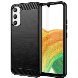 Carbon Case dėklas Samsung Galaxy A34 5G lankstus silikoninis anglies dangtelis juodas