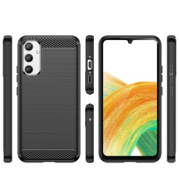 Carbon Case dėklas Samsung Galaxy A04e lankstus silikoninis anglies dangtelis juodas