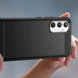 Carbon Case dėklas Samsung Galaxy A04e lankstus silikoninis anglies dangtelis juodas