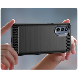 Anglies dėklas, skirtas Motorola Moto G62 5G lankstus silikoninis anglies dangtelis juodas