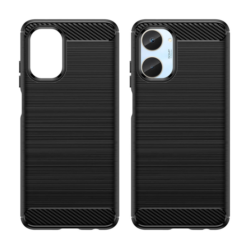 Carbon Case dėklas Realme 10 lanksčiam silikoniniam anglies dangčiui juodas