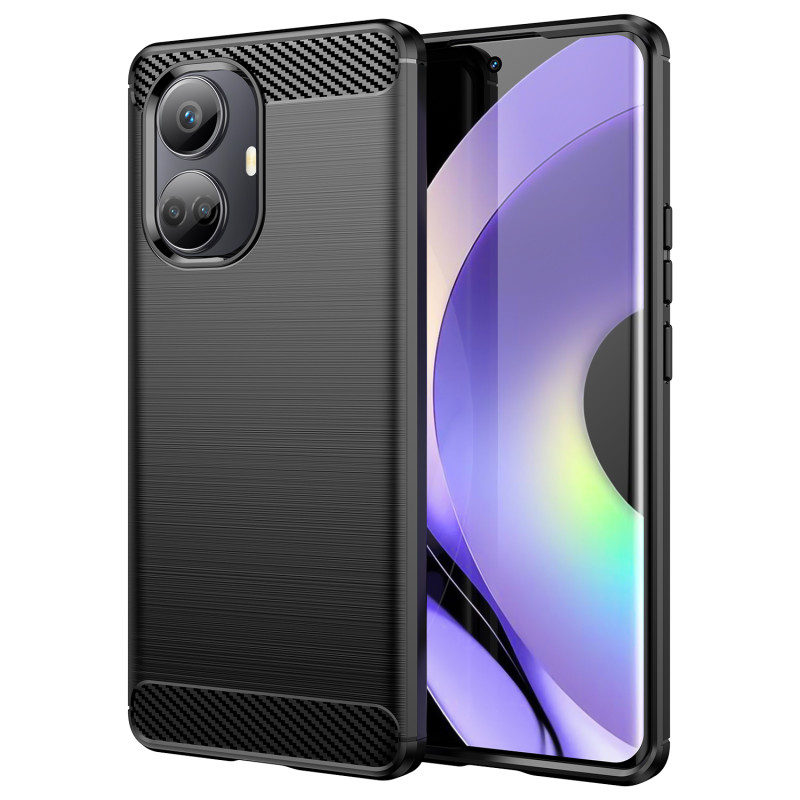 Carbon Case dėklas skirtas Realme 10 Pro lankstus silikoninis anglies dangtelis juodas