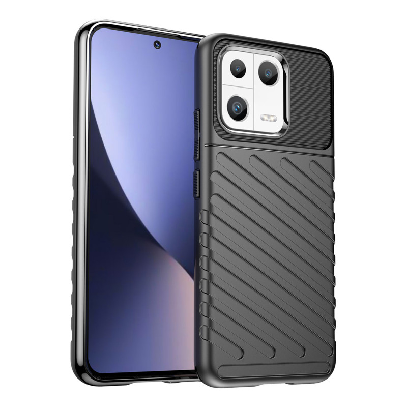 Thunder Case dėklas Xiaomi 13 silikoniniu šarvuotu dangteliu, juodas