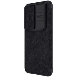 Nillkin Qin Leather Pro Case Dėklas, skirtas Samsung Galaxy S23+ Dangtelis su apverčiama fotoaparato apsauga juoda